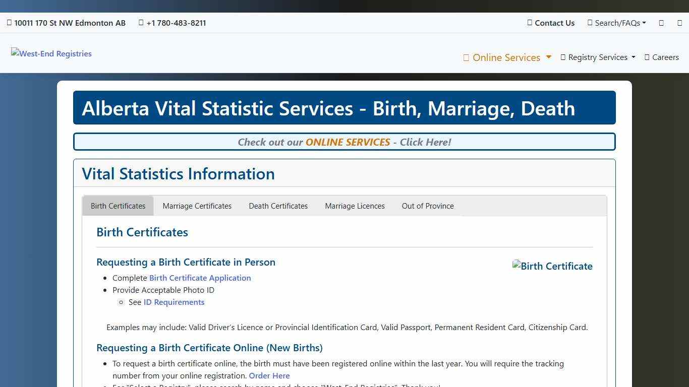Alberta Vital Statistics RegistryAgent.ca